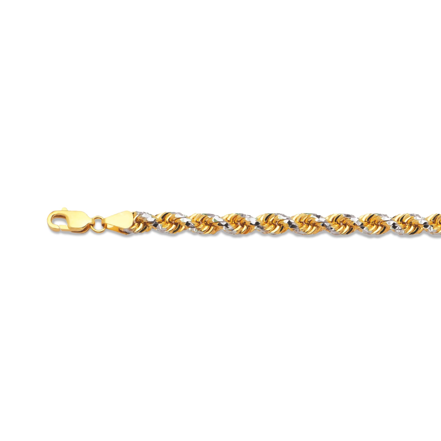 10K 6MM TWO TONE SOLID DC PRISM ROPE BRACELET