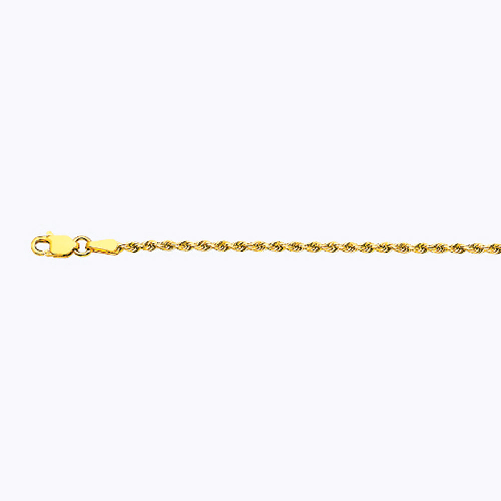 18K 2MM YELLOW GOLD SOLID DC ROPE 7" CHAIN BRACELET (AVAILABLE IN LENGTHS 7" - 30")