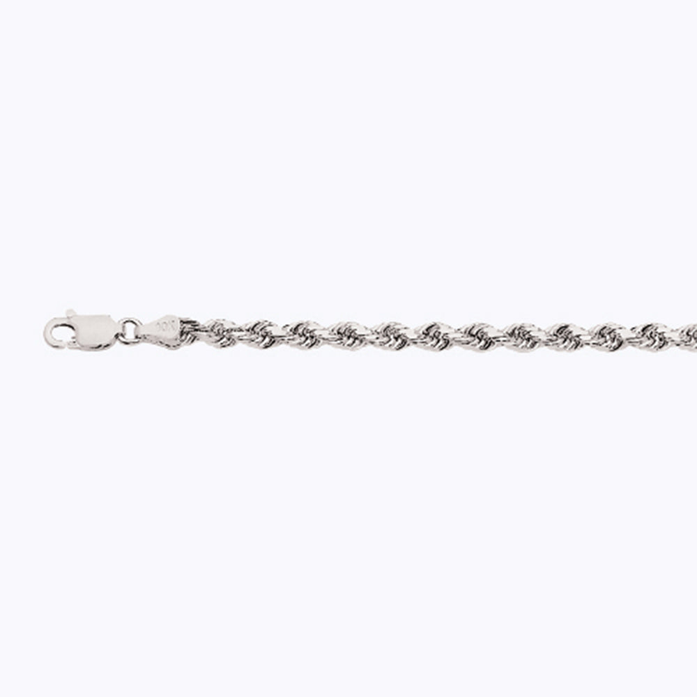 10K 3.5MM WHITE GOLD SOLID DC ROPE 16" CHAIN NECKLACE