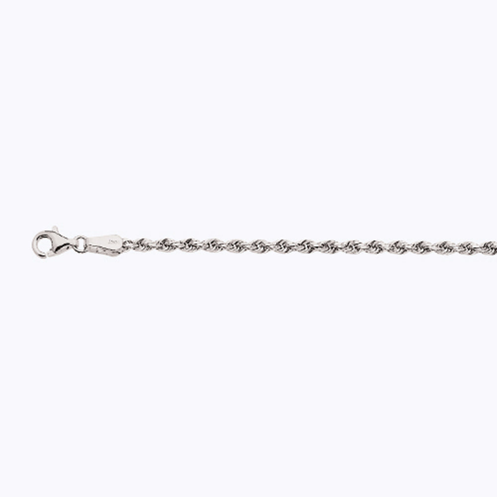 10K 2.5MM WHITE GOLD SOLID DC ROPE 16" CHAIN NECKLACE