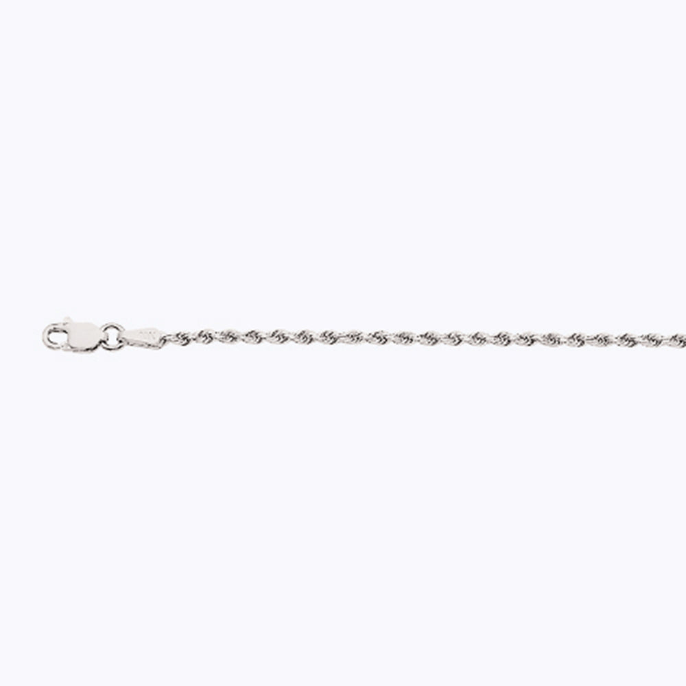 10K 2MM WHITE GOLD SOLID DC ROPE 16" CHAIN NECKLACE