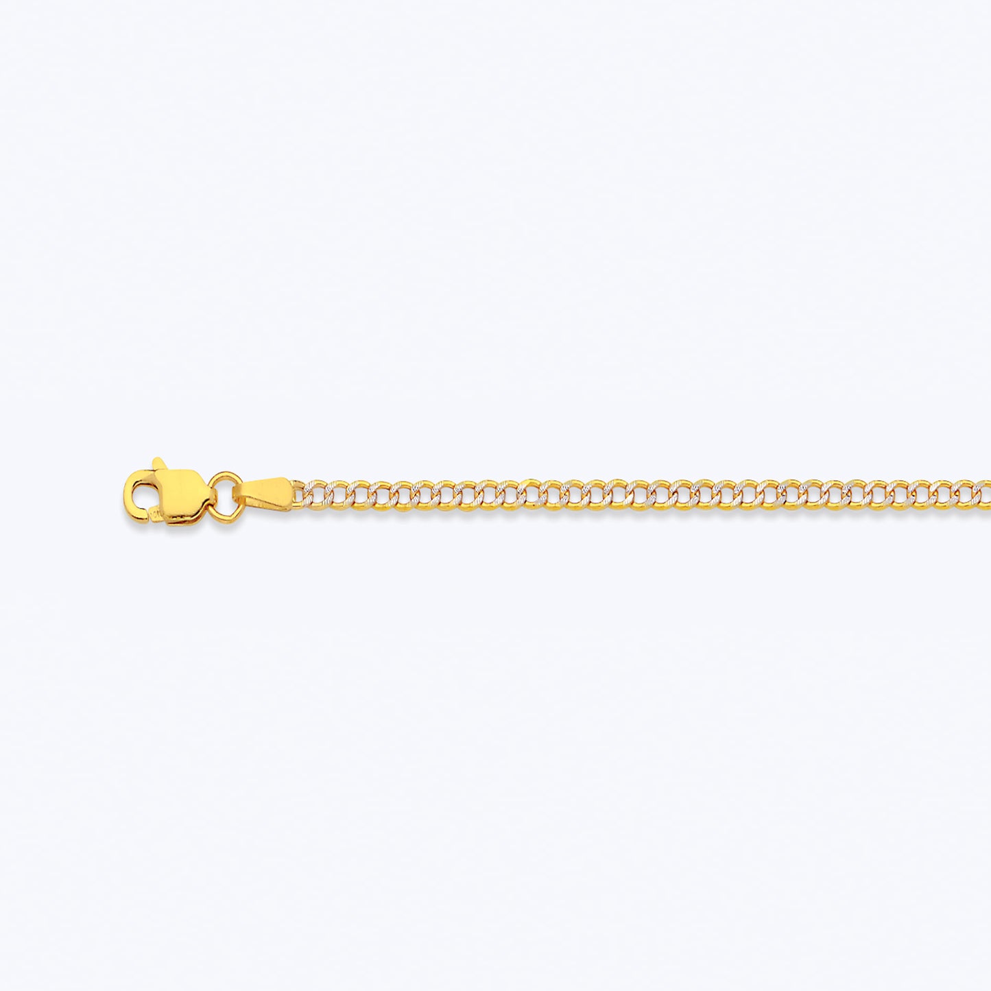 14K 2MM YELLOW GOLD HOLLOW PAVE CURB 16" CHAIN NECKLACE