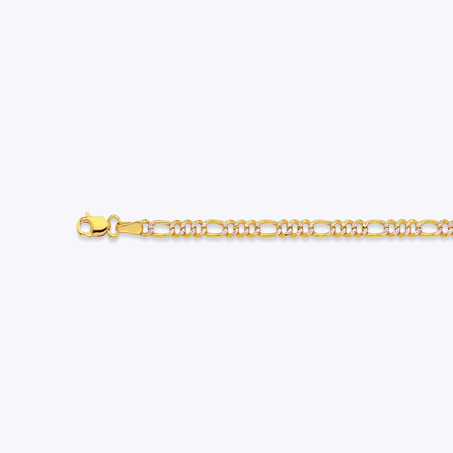 14K 2.5MM YELLOW GOLD HOLLOW PAVE FIGARO 24" CHAIN NECKLACE