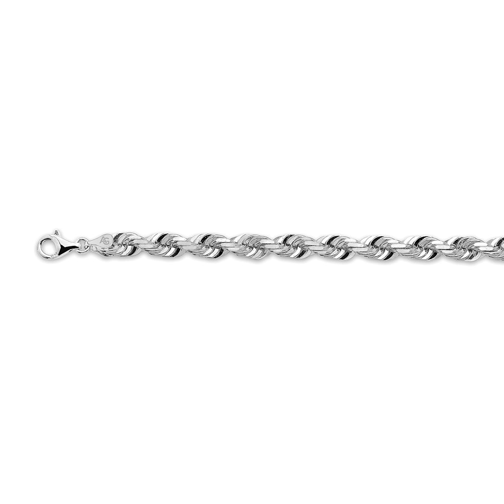 10K 7MM WHITE GOLD SOLID DC ROPE 16" CHAIN NECKLACE