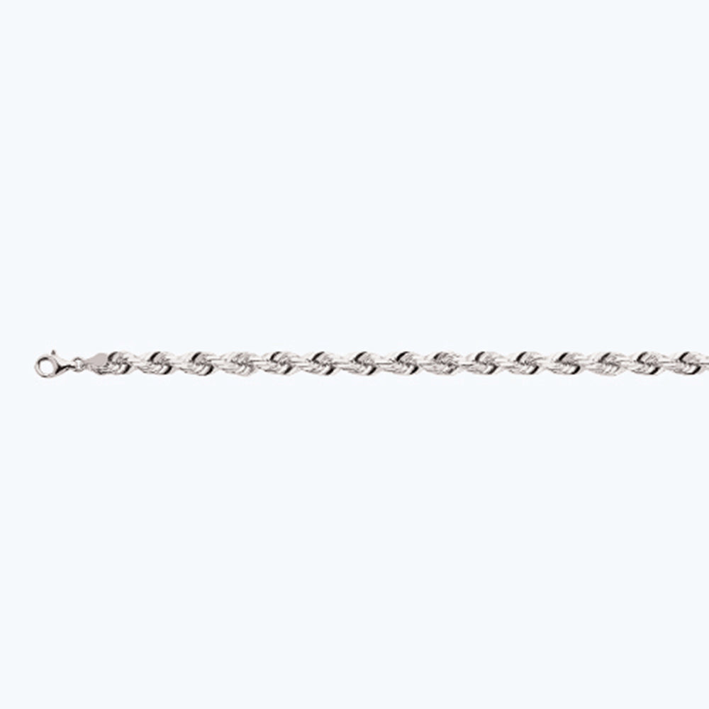 10K 7MM WHITE GOLD SOLID DC ROPE 16" CHAIN NECKLACE (AVAILABLE IN LENGTHS 7" - 30")