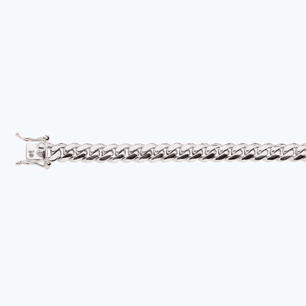 10K 9MM WHITE GOLD SOLID MIAMI CUBAN 16" CHAIN NECKLACE (AVAILABLE IN LENGTHS 7" - 30")