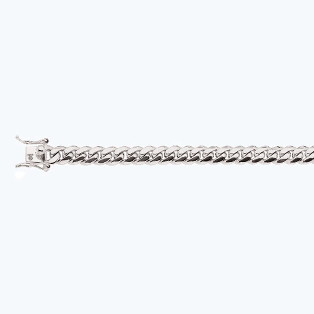 14K 8MM WHITE GOLD SOLID MIAMI CUBAN 16" CHAIN NECKLACE (AVAILABLE IN LENGTHS 7" - 30")