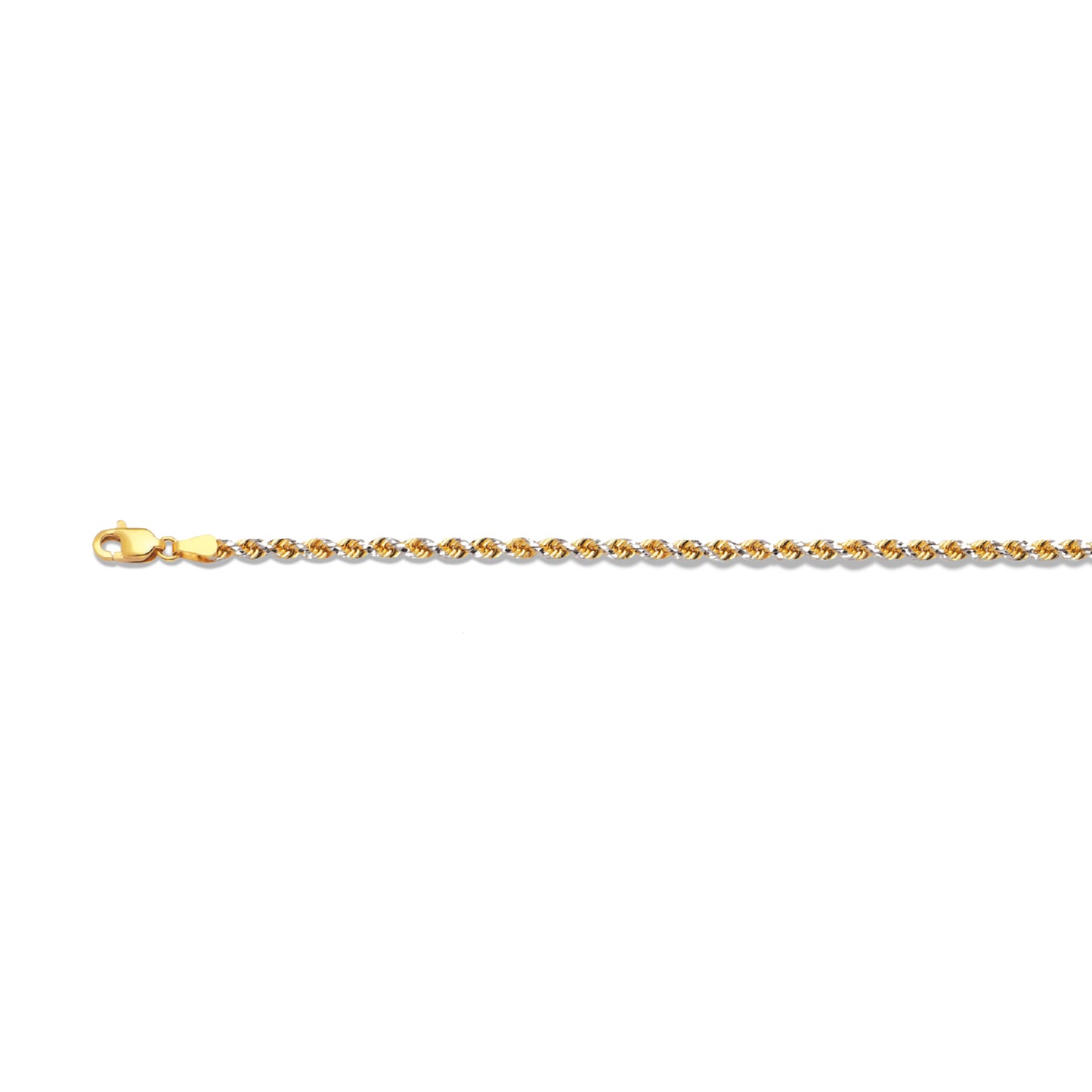 14K 2MM TWO TONE SOLID DC PRISM ROPE BRACELET