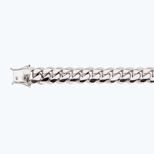 10K 15MM WHITE GOLD SOLID MIAMI CUBAN 16" CHAIN NECKLACE (AVAILABLE IN LENGTHS 7" - 30")