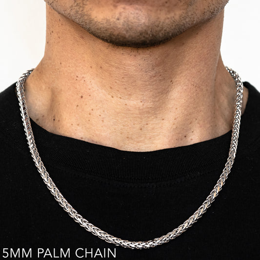 14K 5MM WHITE GOLD PALM 16" CHAIN NECKLACE