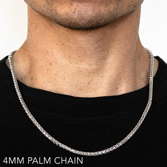 14K 4MM WHITE GOLD PALM 16" CHAIN NECKLACE