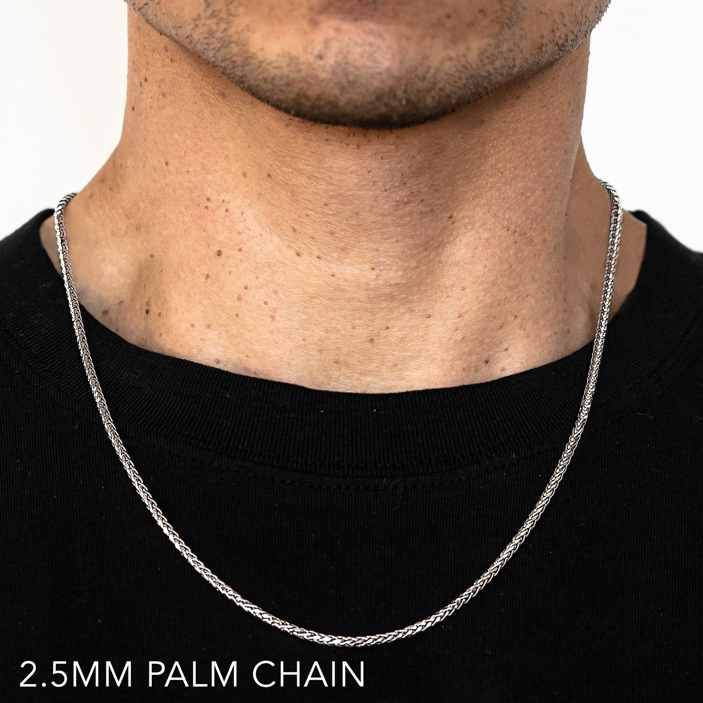 10K 2.5MM WHITE GOLD PALM 16" CHAIN NECKLACE (AVAILABLE IN LENGTHS 7" - 30")