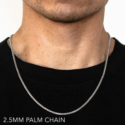 10K 2.5MM WHITE GOLD PALM 16" CHAIN NECKLACE