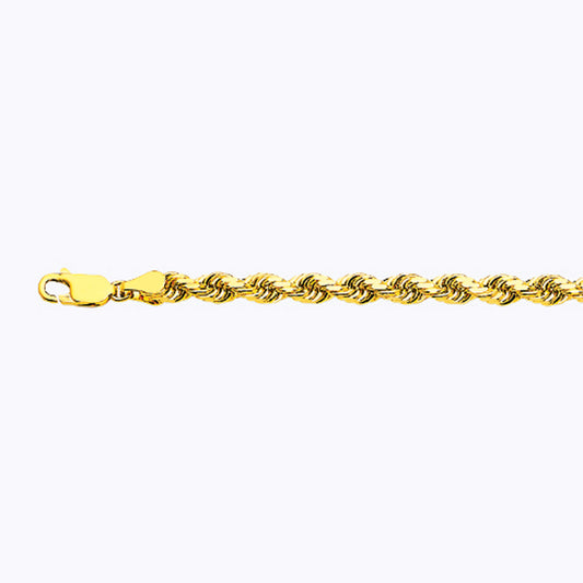 18K 5MM YELLOW GOLD SOLID DC ROPE 8" CHAIN BRACELET (AVAILABLE IN LENGTHS 7" - 30")