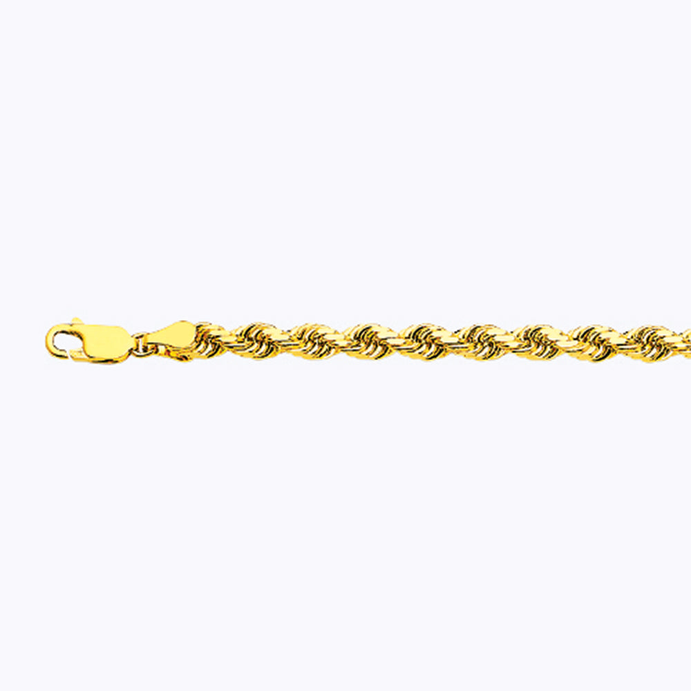 18K 5MM YELLOW GOLD SOLID DC ROPE 9" CHAIN BRACELET (AVAILABLE IN LENGTHS 7" - 30")