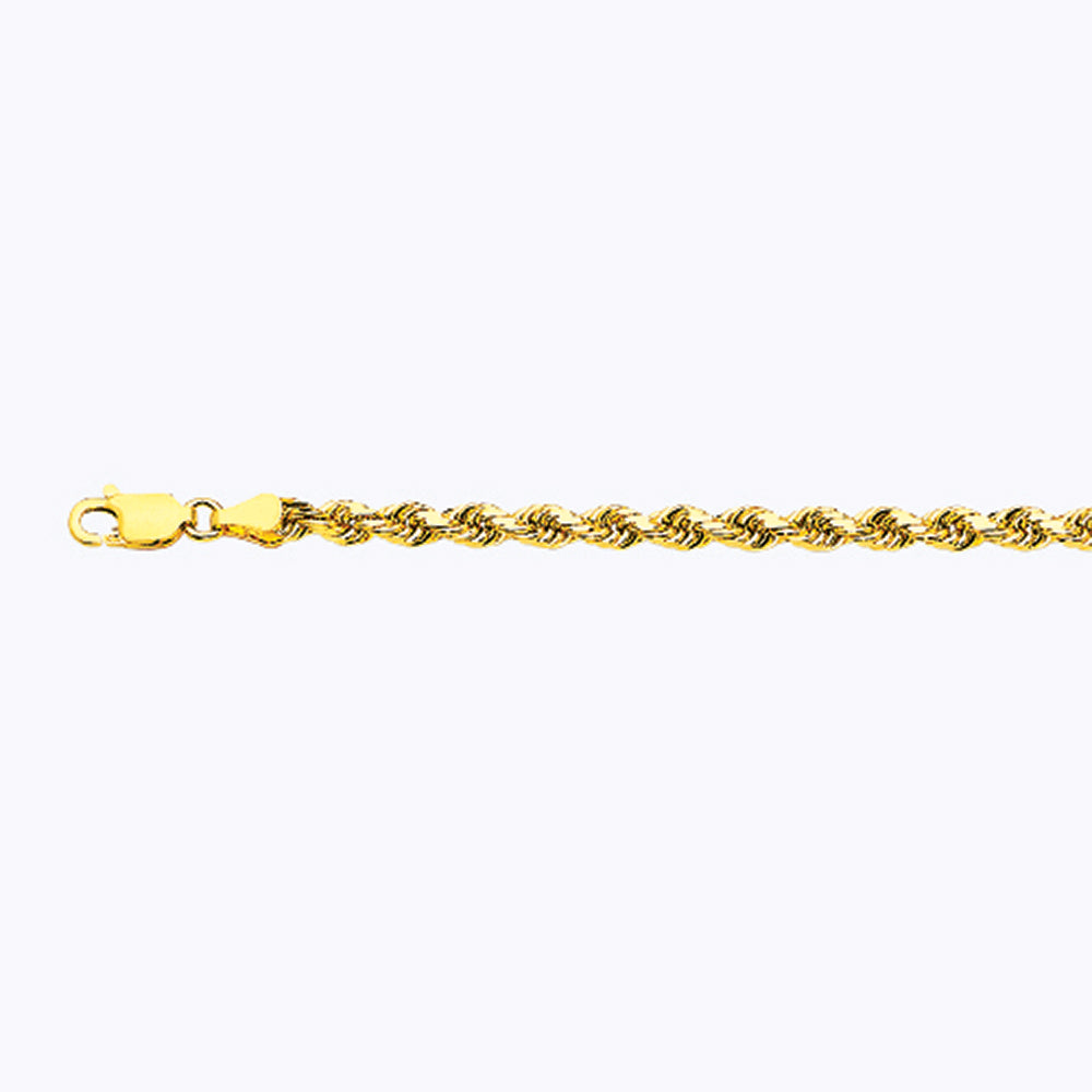 18K 3.5MM YELLOW GOLD SOLID DC ROPE 8.5" CHAIN BRACELET (AVAILABLE IN LENGTHS 7" - 30")