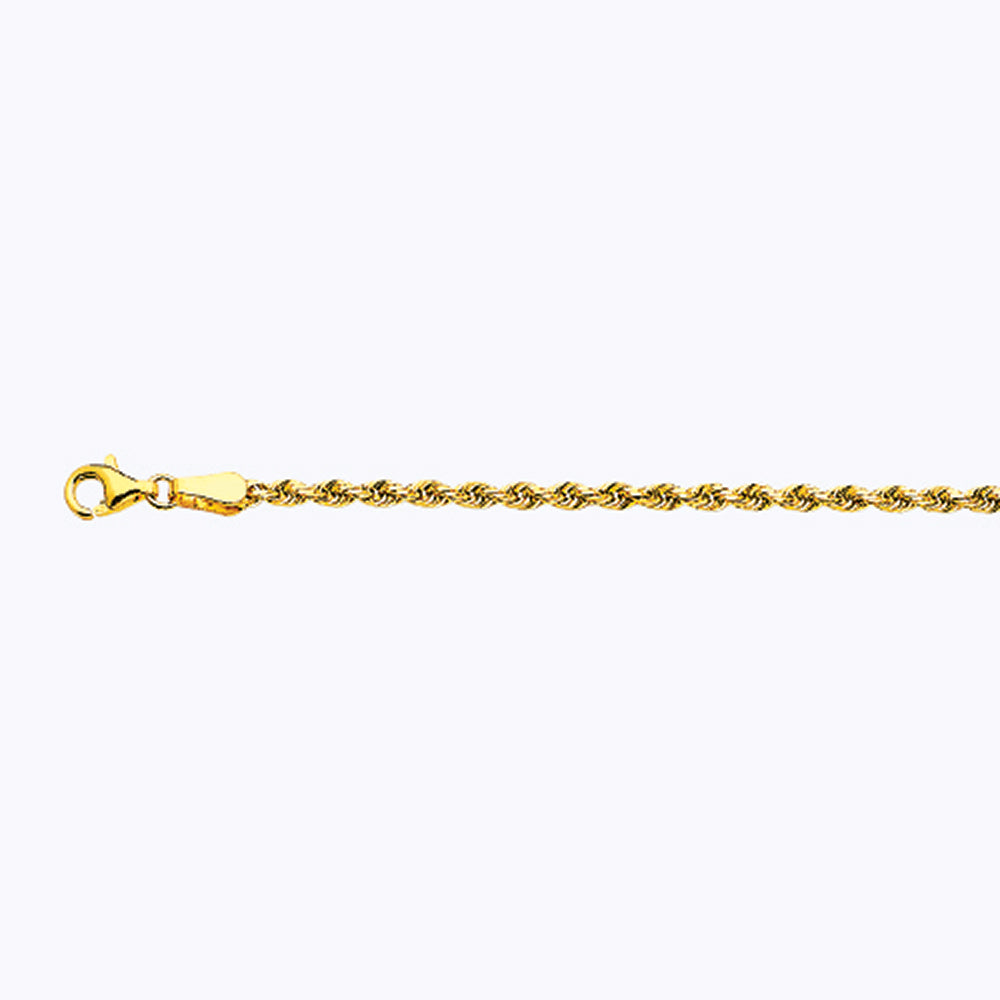 18K 2.5MM YELLOW GOLD SOLID DC ROPE 30" CHAIN NECKLACE (AVAILABLE IN LENGTHS 7" - 30")