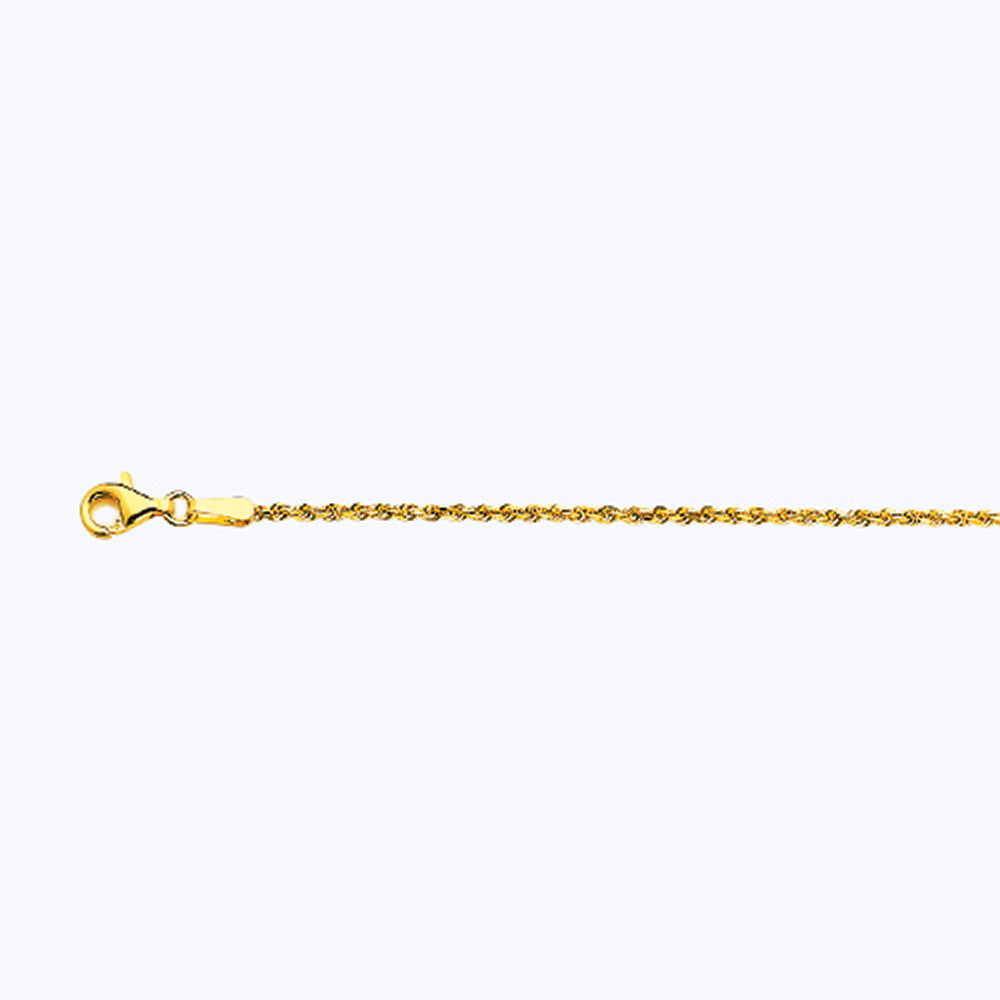 18K 1.5MM YELLOW GOLD SOLID DC ROPE 7.5" CHAIN BRACELET (AVAILABLE IN LENGTHS 7" - 30")