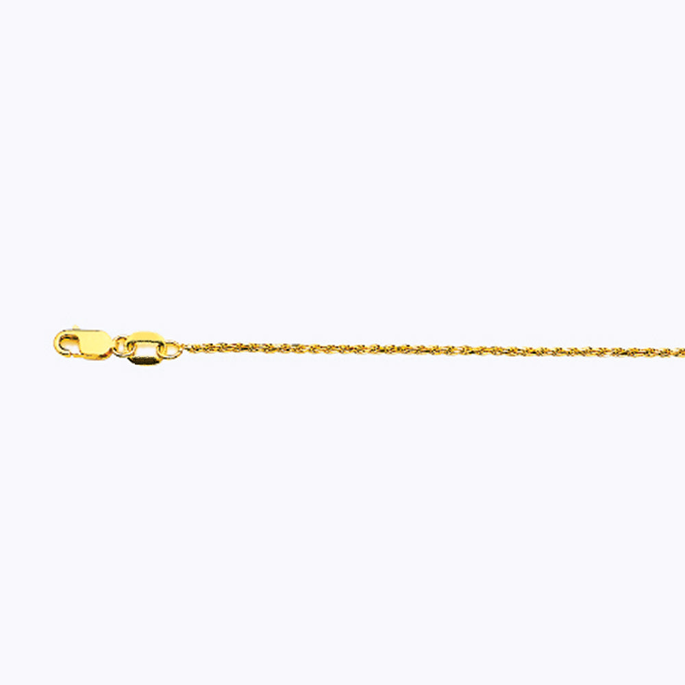 18K 1MM YELLOW GOLD SOLID DC ROPE 26" CHAIN NECKLACE (AVAILABLE IN LENGTHS 7" - 30")