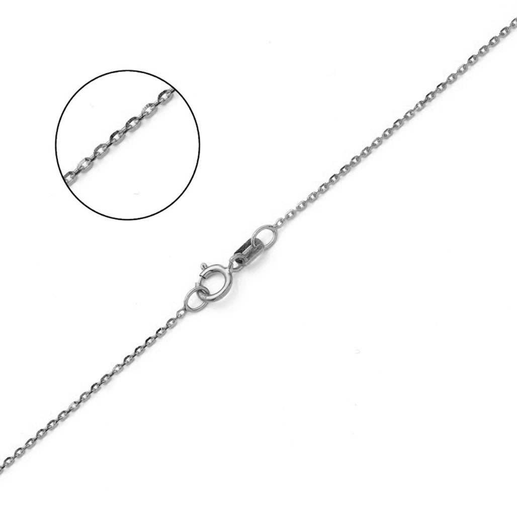 14K WHITE GOLD DC ROLO  043 GAUGE 16" CHAIN NECKLACE (AVAILABLE IN LENGTHS 7" - 30")