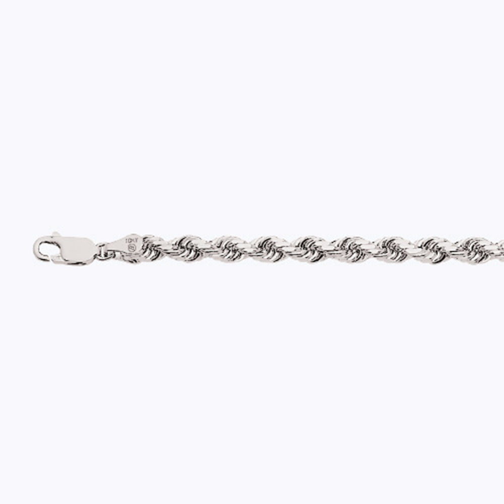 10K 5MM WHITE GOLD SOLID DC ROPE 16" CHAIN NECKLACE (AVAILABLE IN LENGTHS 7" - 30")