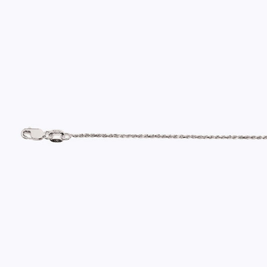 10K 1MM WHITE GOLD SOLID DC ROPE 8" CHAIN BRACELET (AVAILABLE IN LENGTHS 7" - 30")