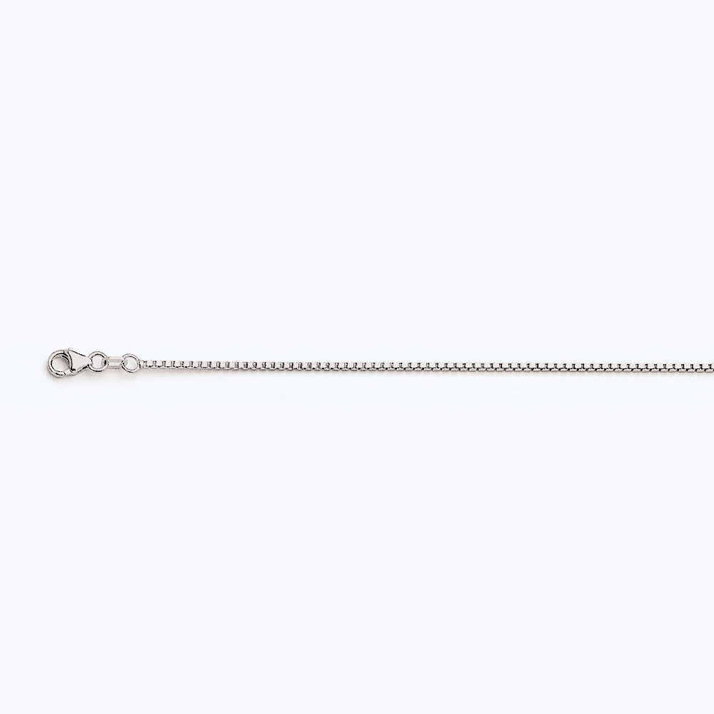 10K WHITE GOLD BOX 078 GAUGE 16" CHAIN NECKLACE (AVAILABLE IN LENGTHS 7" - 30")