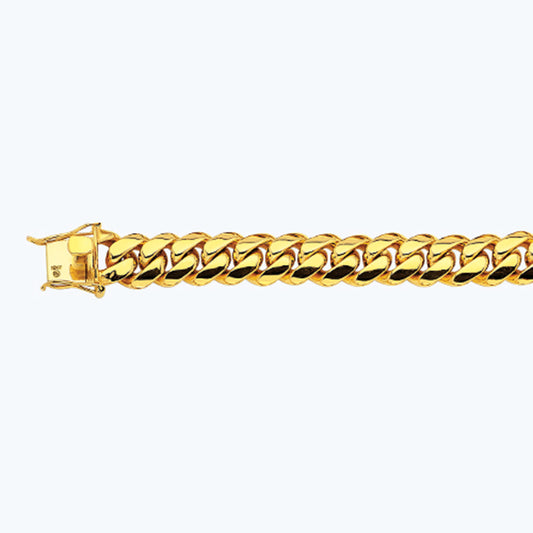 10K 14MM YELLOW GOLD SOLID MIAMI CUBAN 16" CHAIN NECKLACE (AVAILABLE IN LENGTHS 7" - 30")