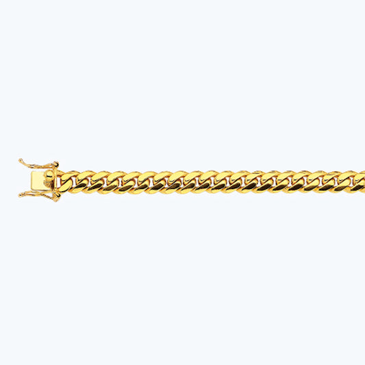 18K 9MM YELLOW GOLD SOLID MIAMI CUBAN 18" CHAIN NECKLACE (AVAILABLE IN LENGTHS 7" - 30")