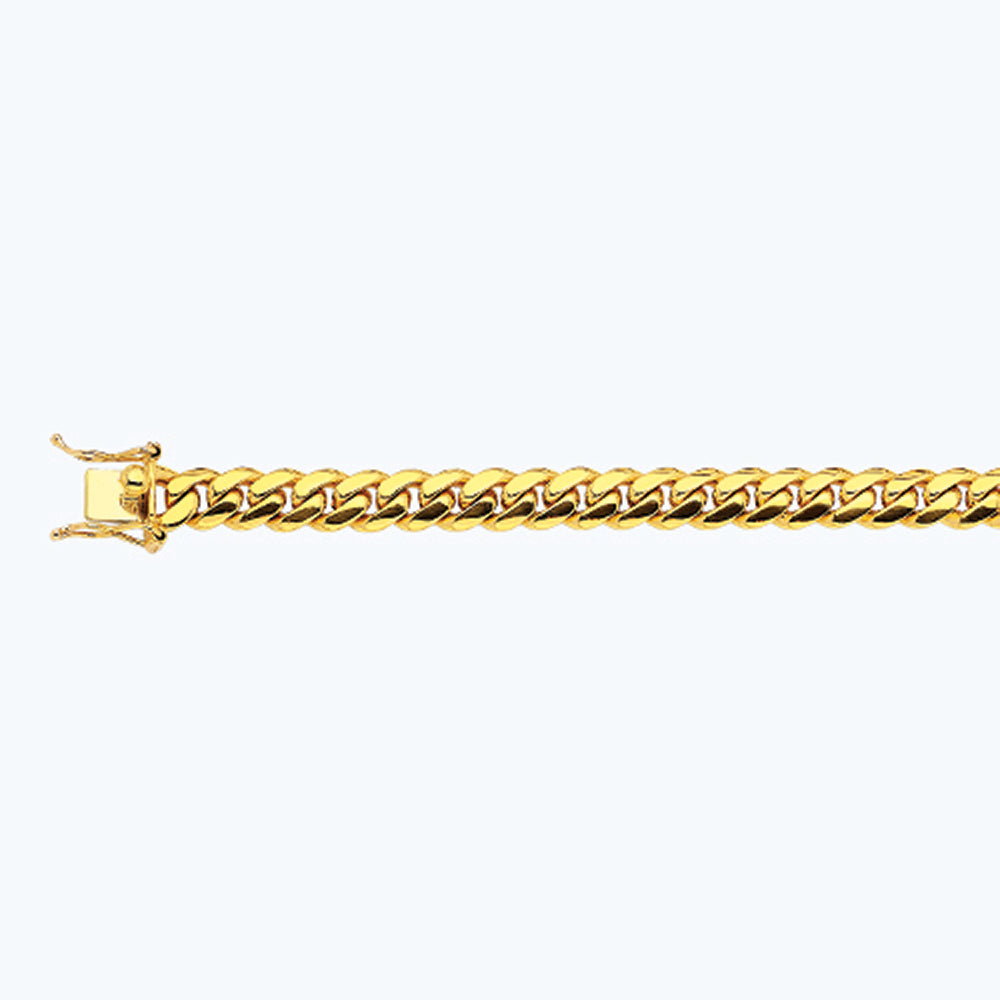 18K 9MM YELLOW GOLD SOLID MIAMI CUBAN 22" CHAIN NECKLACE (AVAILABLE IN LENGTHS 7" - 30")