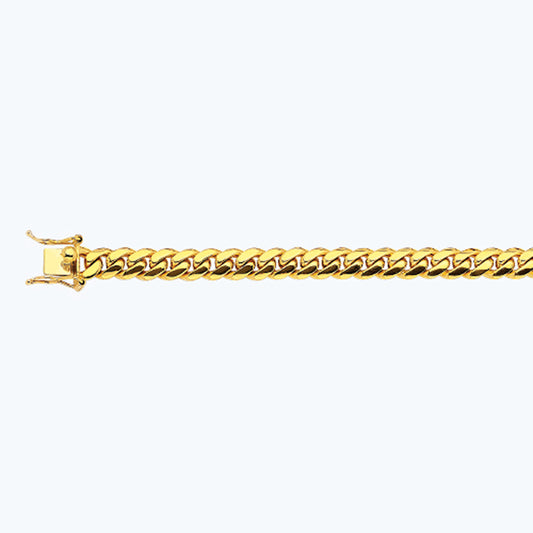 18K 8MM YELLOW GOLD SOLID MIAMI CUBAN 7" CHAIN BRACELET (AVAILABLE IN LENGTHS 7" - 30")