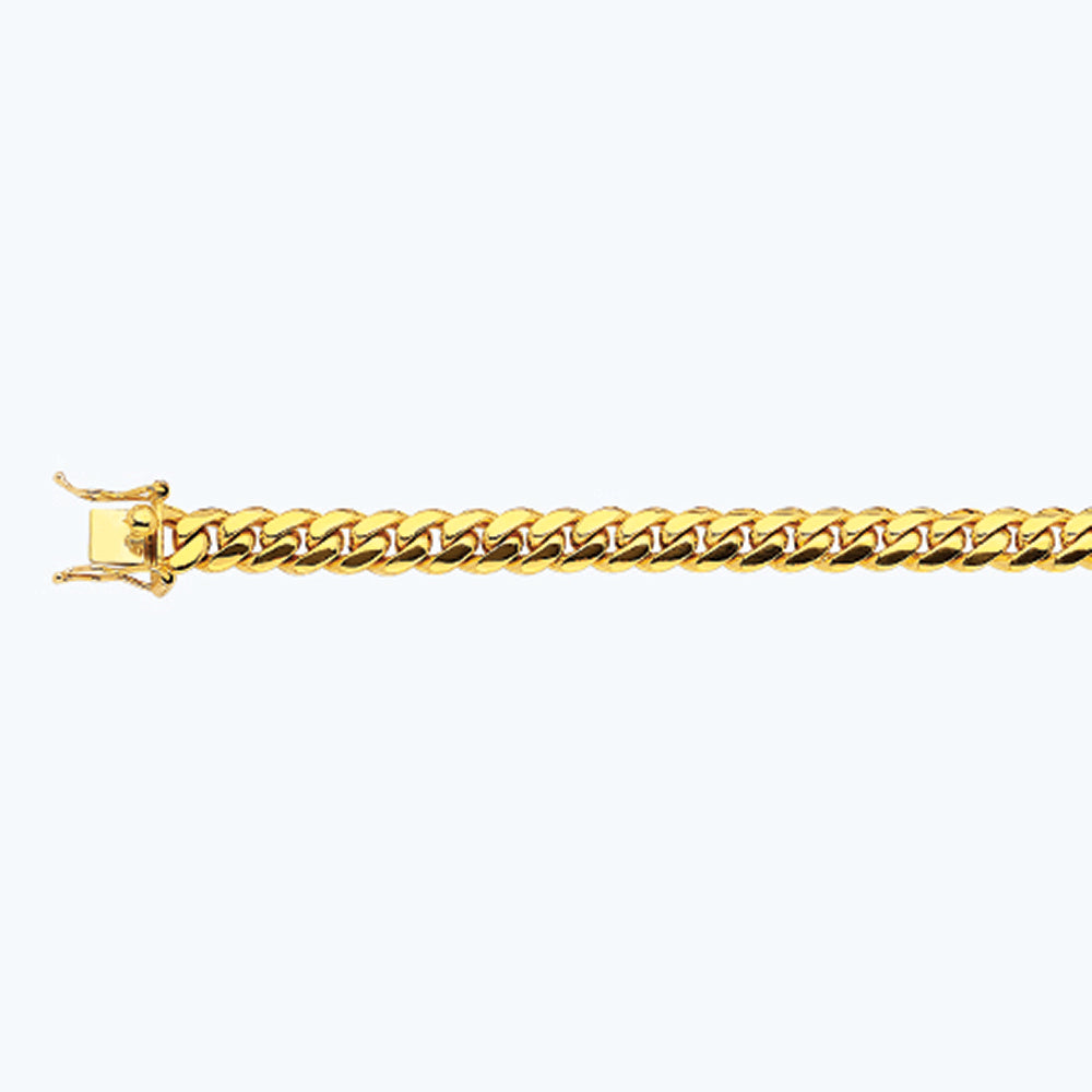 18K 8MM YELLOW GOLD SOLID MIAMI CUBAN 8" CHAIN BRACELET (AVAILABLE IN LENGTHS 7" - 30")