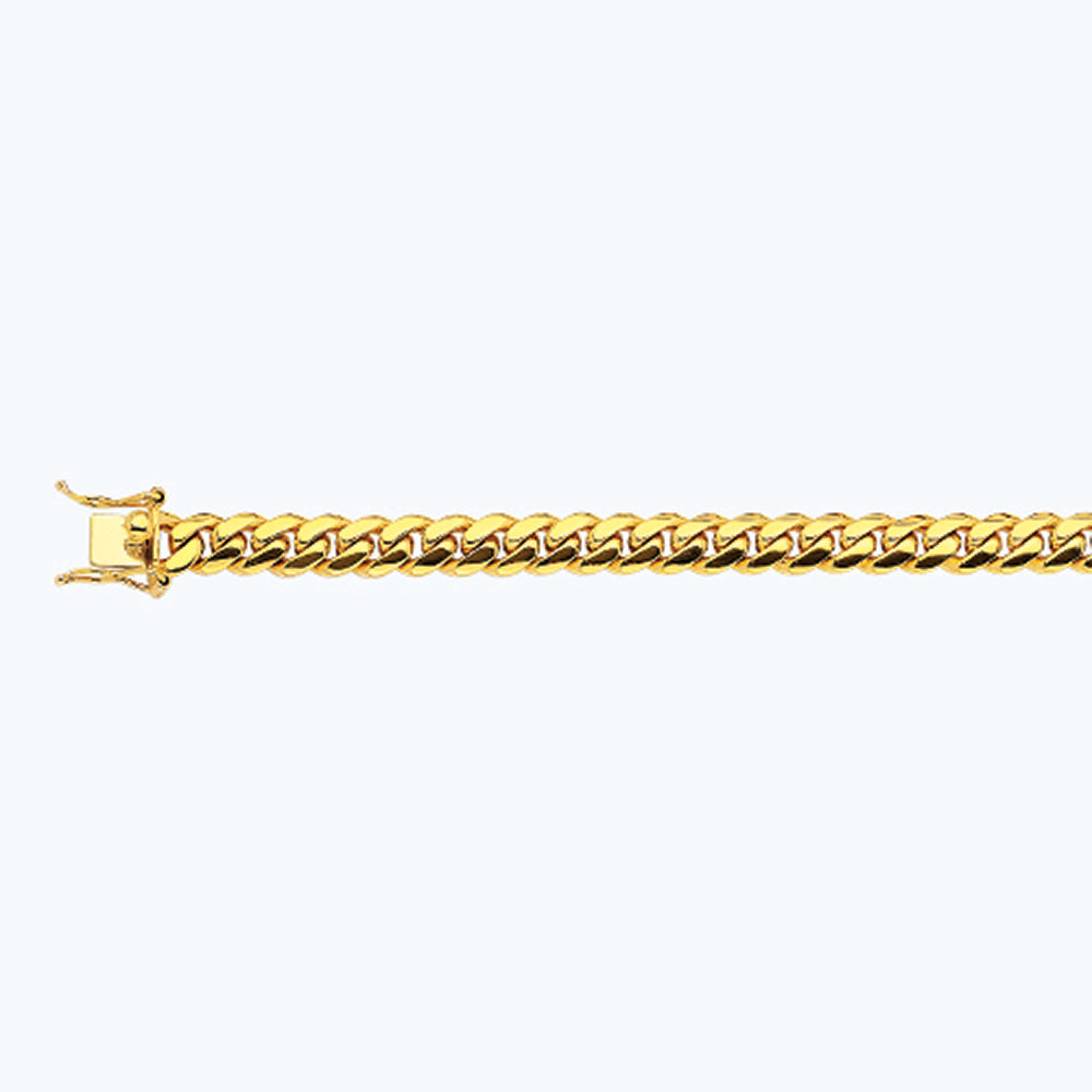 18K 7MM YELLOW GOLD SOLID MIAMI CUBAN 7.5" CHAIN BRACELET (AVAILABLE IN LENGTHS 7" - 30")