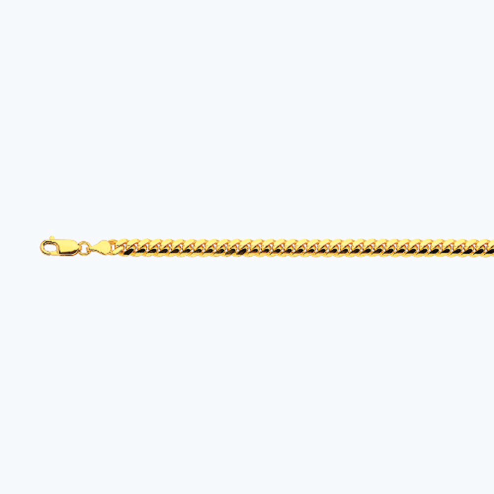 18K 5MM YELLOW GOLD SOLID MIAMI CUBAN 7" CHAIN BRACELET (AVAILABLE IN LENGTHS 7" - 30")