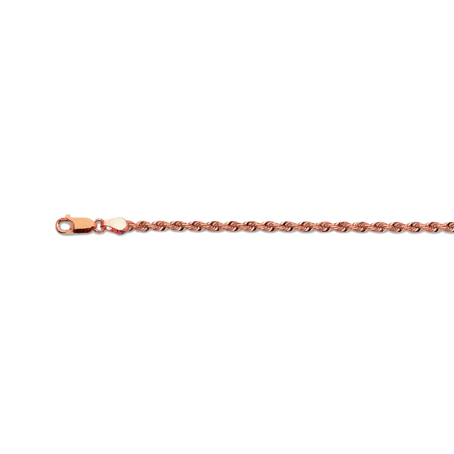 14K 3.5MM ROSE GOLD SOLID DC ROPE 8.5" CHAIN BRACELET (AVAILABLE IN LENGTHS 7" - 30")