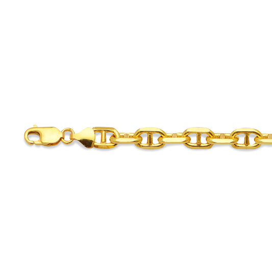 14K 4.5MM YELLOW GOLD SOLID 3D MARINER 18" CHAIN NECKLACE (AVAILABLE IN LENGTHS 16" - 30")