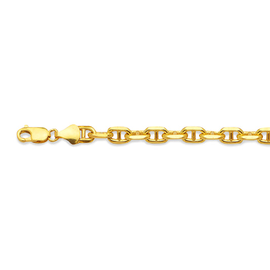 14K 3.5MM YELLOW GOLD SOLID 3D MARINER 18" CHAIN NECKLACE (AVAILABLE IN LENGTHS 16" - 30")