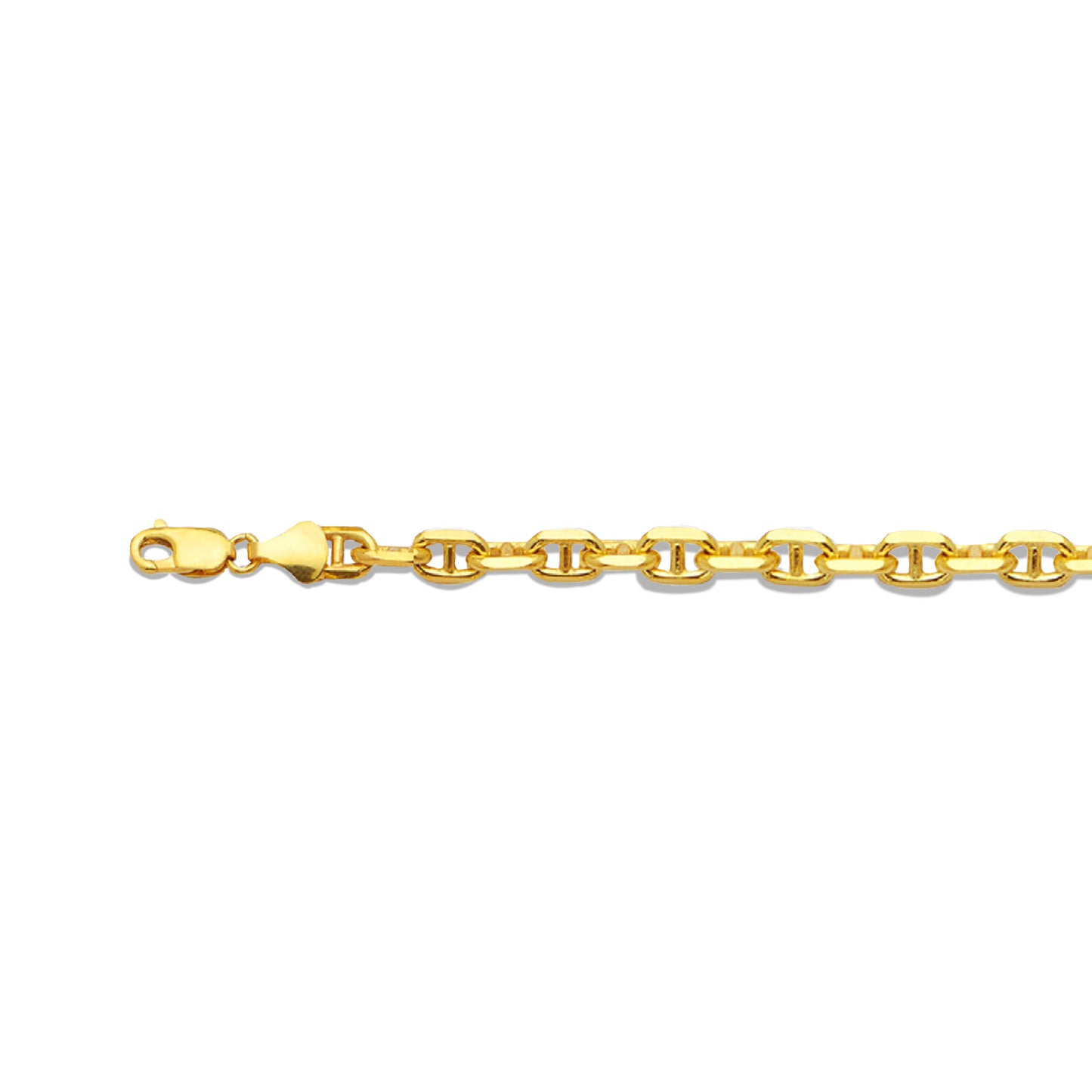 14K 3MM YELLOW GOLD SOLID 3D MARINER 16" CHAIN NECKLACE (AVAILABLE IN LENGTHS 16" - 30")