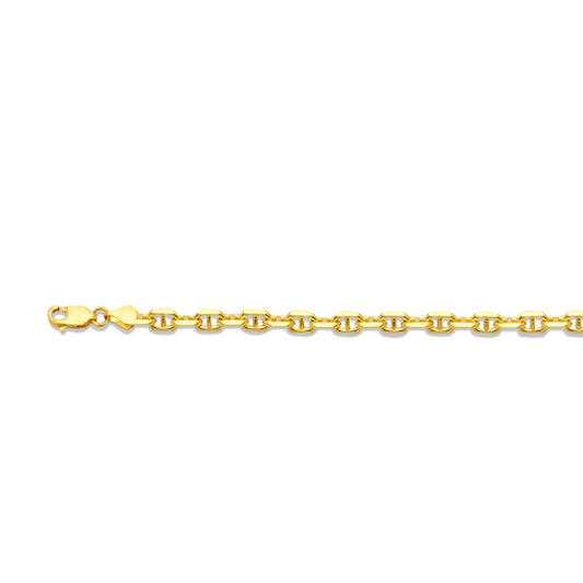 14K 2.5MM YELLOW GOLD SOLID 3D MARINER 20" CHAIN NECKLACE