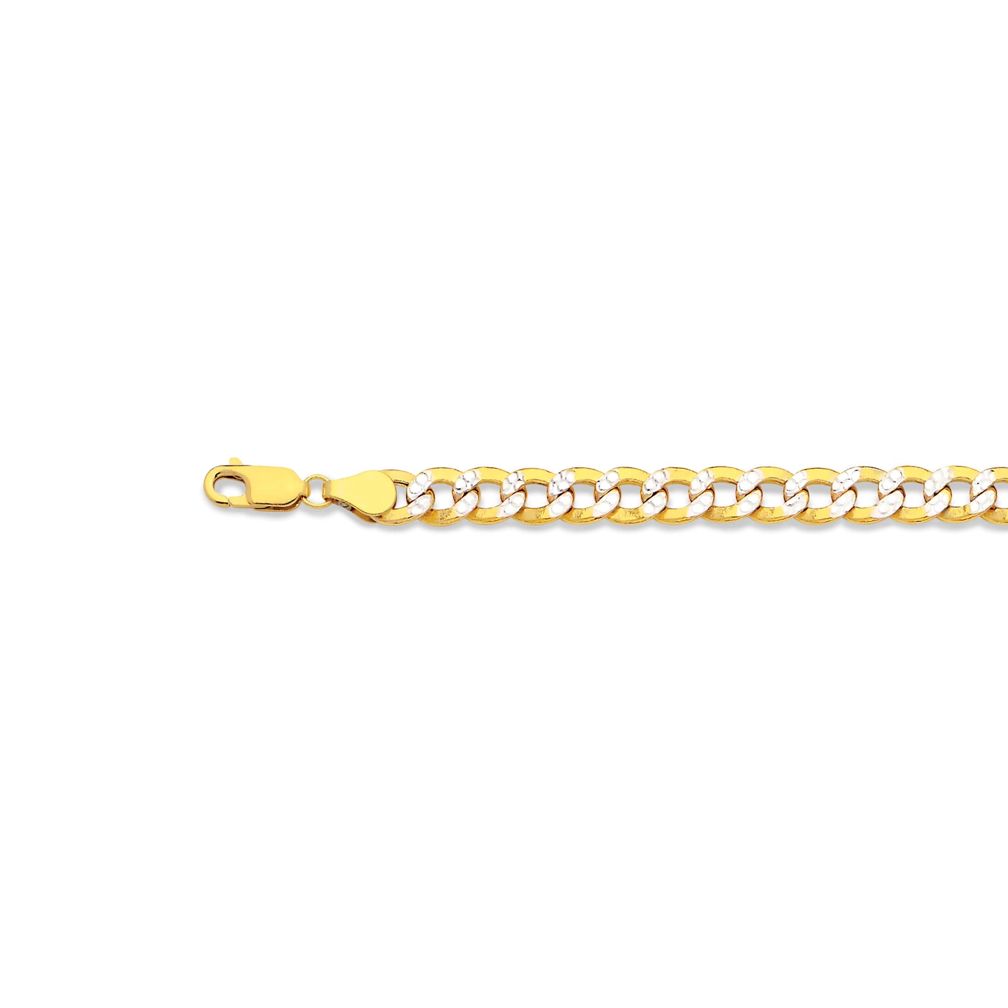 14K 6.5MM YELLOW GOLD HOLLOW PAVE CURB 18" CHAIN NECKLACE (AVAILABLE IN LENGTHS 7" - 30")