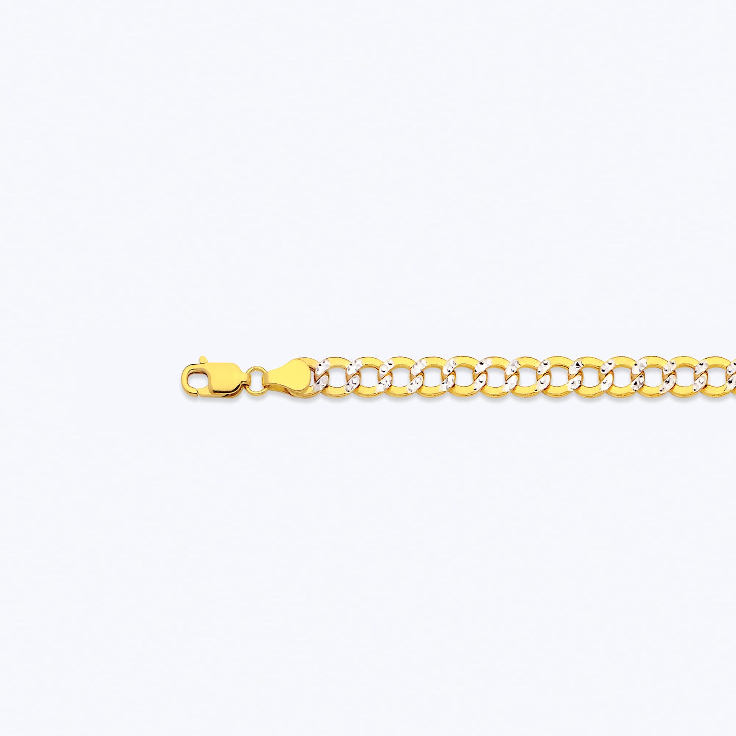 14K 5.5MM YELLOW GOLD HOLLOW PAVE CURB 28" CHAIN NECKLACE (AVAILABLE IN LENGTHS 7" - 30")