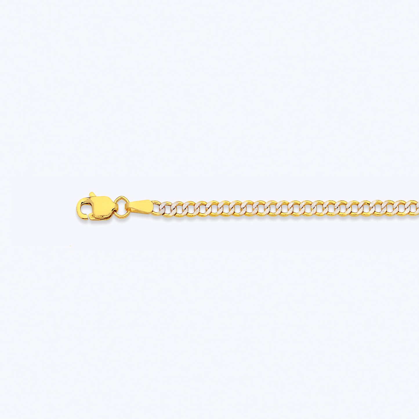 10K 2.5MM YELLOW GOLD HOLLOW PAVE CURB 16" CHAIN NECKLACE (AVAILABLE IN LENGTHS 7" - 30")