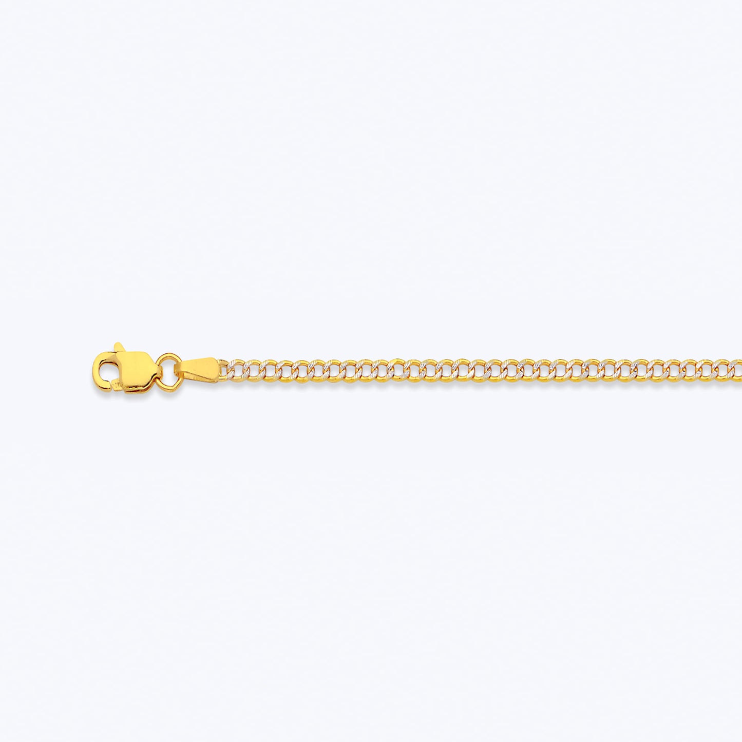 10K 2MM YELLOW GOLD HOLLOW PAVE CURB 16" CHAIN NECKLACE (AVAILABLE IN LENGTHS 7" - 30")