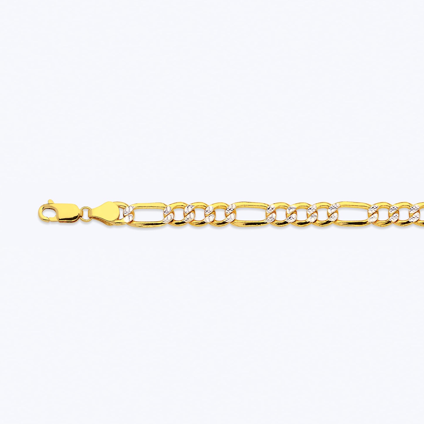 14K 6.5MM YELLOW GOLD HOLLOW PAVE FIGARO 22" CHAIN NECKLACE