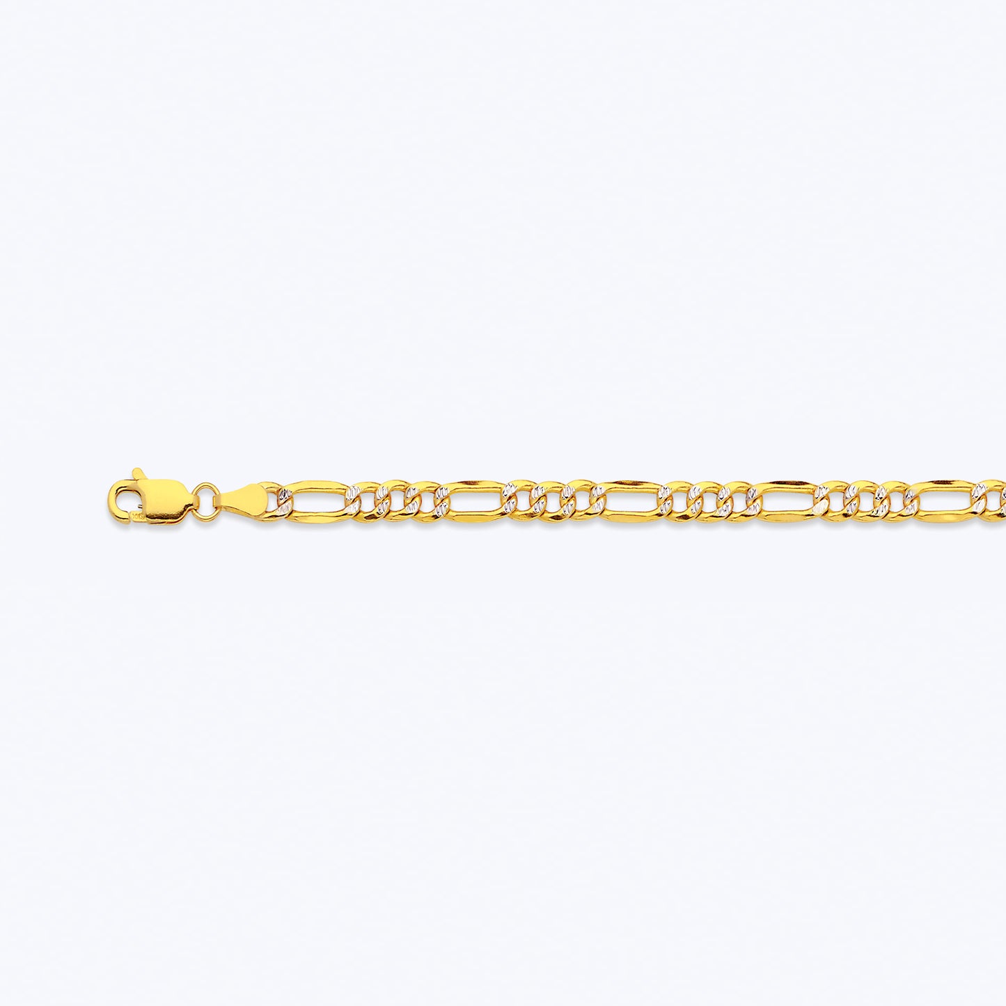 14K 4.5MM YELLOW GOLD HOLLOW PAVE FIGARO 16" CHAIN NECKLACE (AVAILABLE IN LENGTHS 7" - 30")