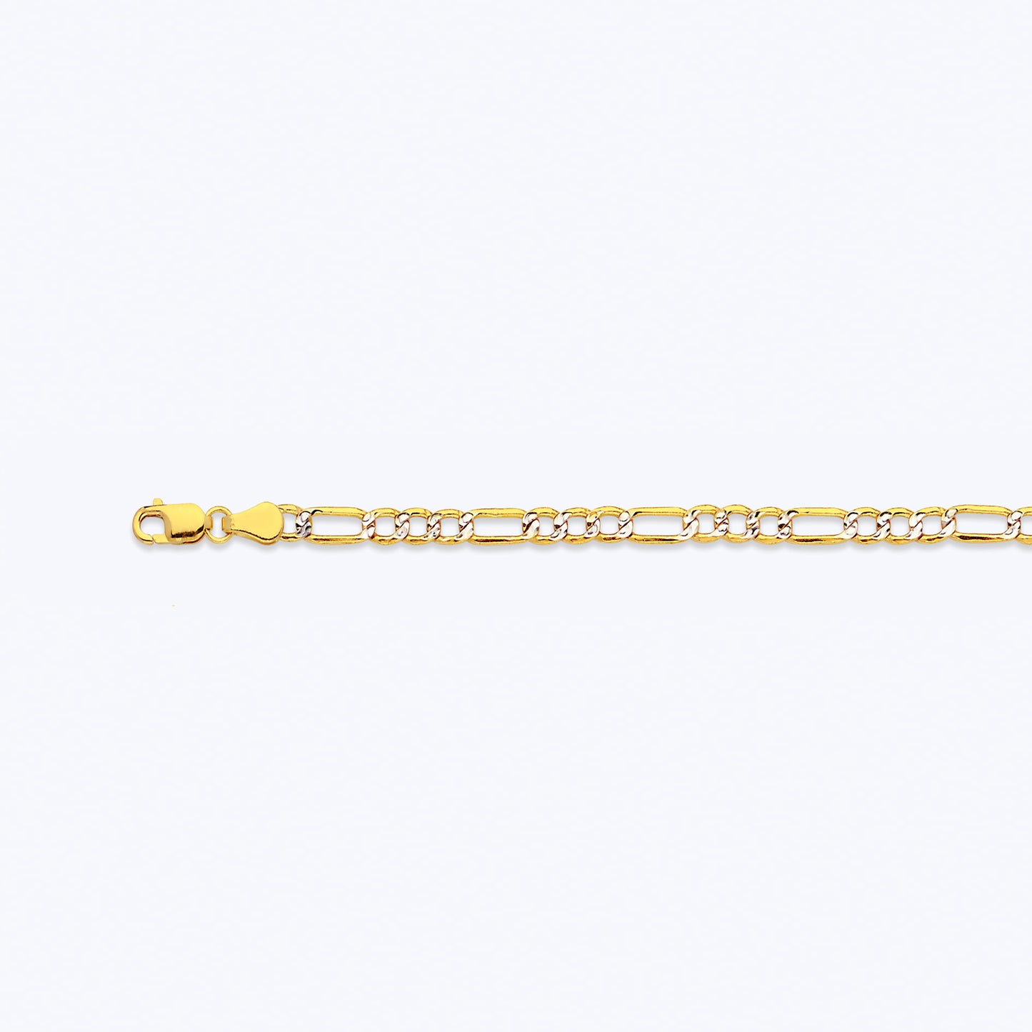 14K 3.5MM YELLOW GOLD HOLLOW PAVE FIGARO 22" CHAIN NECKLACE (AVAILABLE IN LENGTHS 7" - 30")