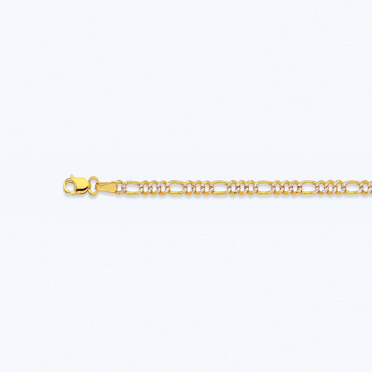 10K 2.5MM YELLOW GOLD HOLLOW PAVE FIGARO 16" CHAIN NECKLACE (AVAILABLE IN LENGTHS 7" - 30")