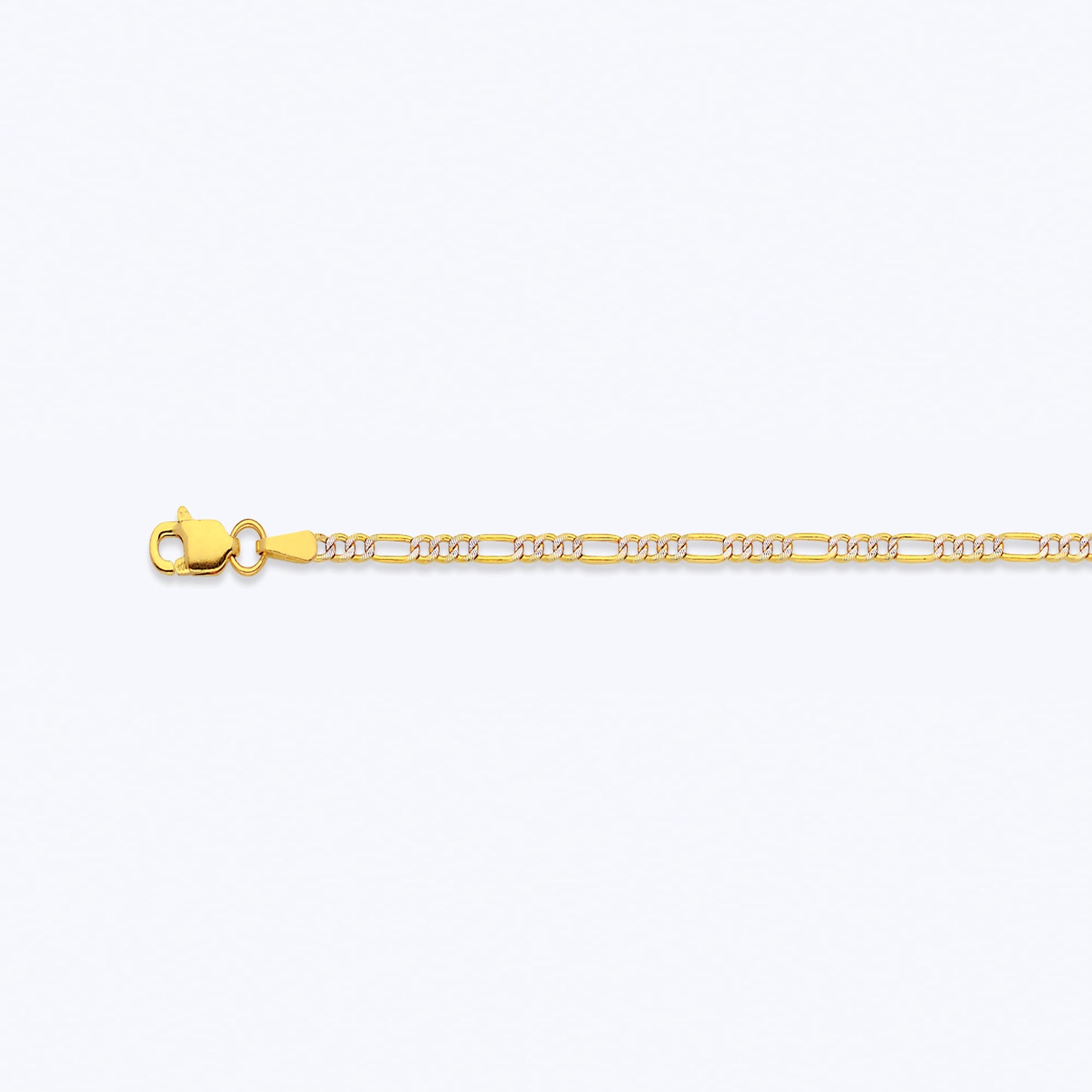 10K 2MM YELLOW GOLD HOLLOW PAVE FIGARO 16" CHAIN NECKLACE (AVAILABLE IN LENGTHS 7" - 30")