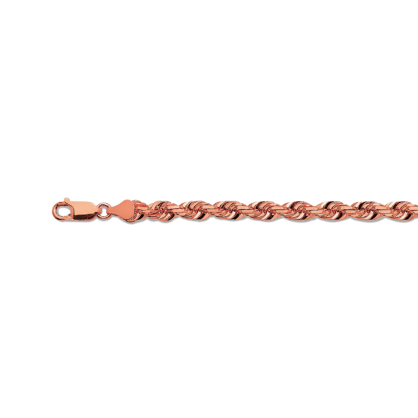 14K 6MM ROSE GOLD SOLID DC ROPE 7" CHAIN BRACELET (AVAILABLE IN LENGTHS 7" - 30")