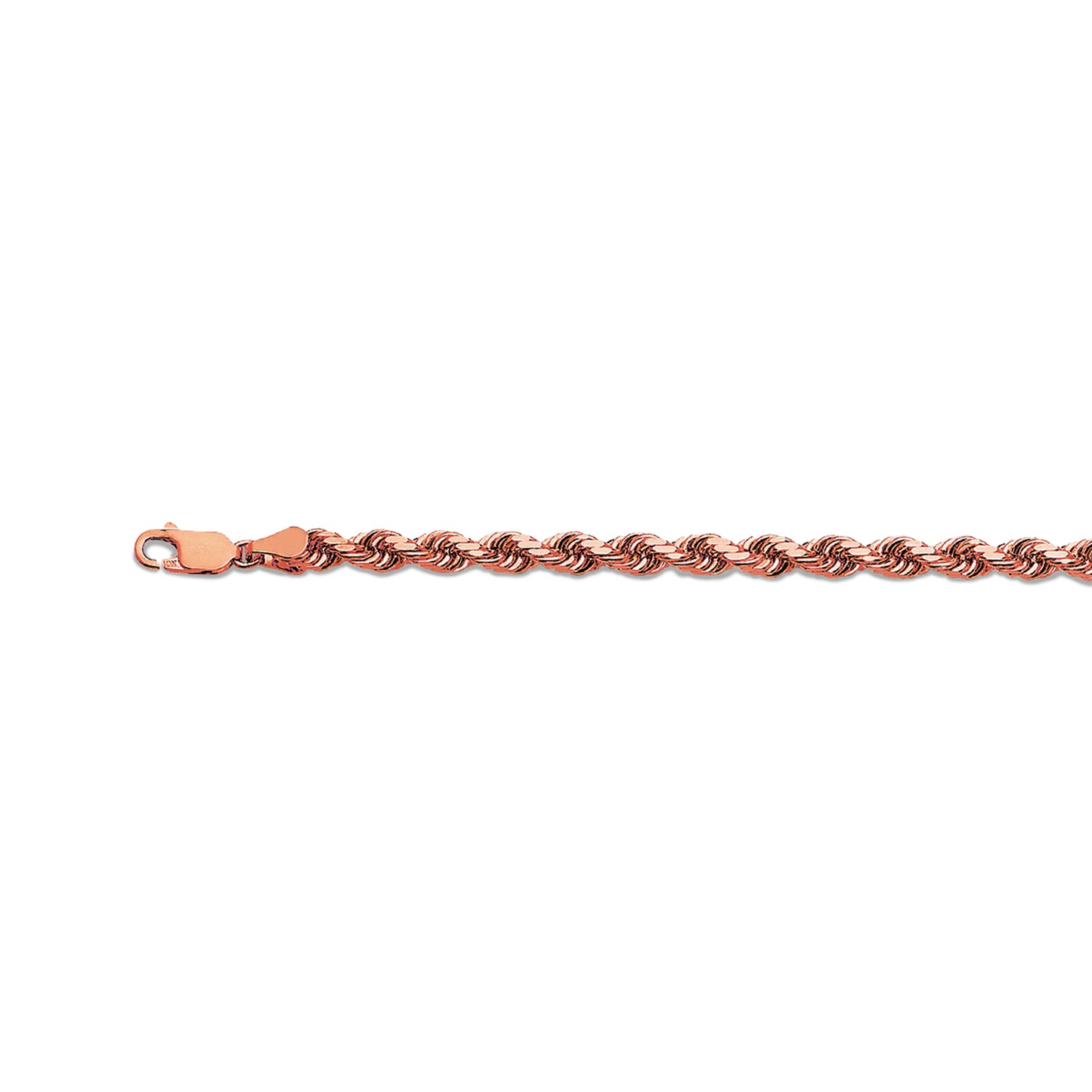 14K 5MM ROSE GOLD SOLID DC ROPE 7" CHAIN BRACELET (AVAILABLE IN LENGTHS 7" - 30")